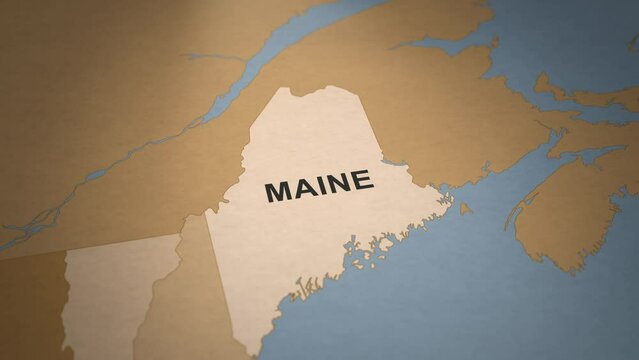 Old Paper Map of Maine