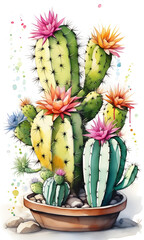 Beautiful Cactus Painting Expressionism Art Color Splash Artwork Colorful Wall Art Design