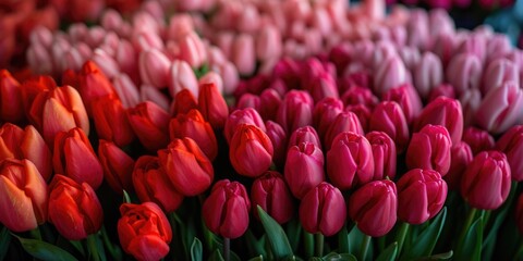 Obraz premium Colorful Array of Tulips in Full Bloom at a Flower Market