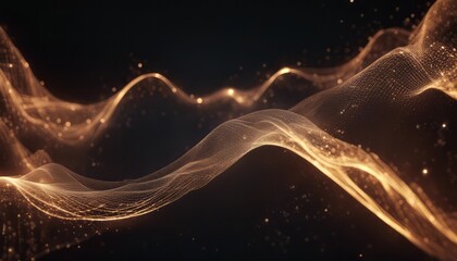 Imitation an abstract wave on dark background. Network Design with Particle. Big data. Abstract...