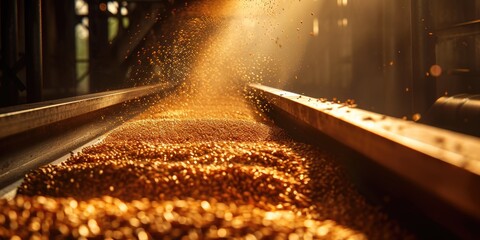 Dynamic Image of Wheat Grains Being Processed in a Mill