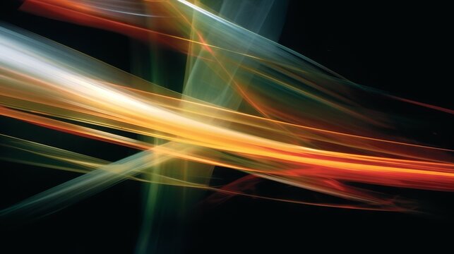 Abstract light lines on a black background, ideal for background images, banners, and website designs that require a dynamic and modern look