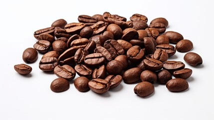 Naklejka premium Coffee beans on a white background. Neural network AI generated art