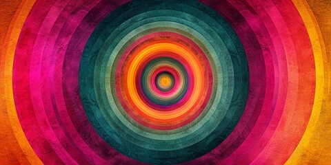 A symmetrical composition of concentric circles in vibrant, contrasting colors. Experiment with different sizes and arrangements to create an optical illusion effect. - obrazy, fototapety, plakaty