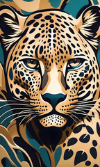 Leopard Face Print Colors Pattern Animal Printing Colorful Vector Style Background Graphic Wall Art Design