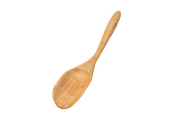 Wooden spatula for spices, tea isolated on a white background.