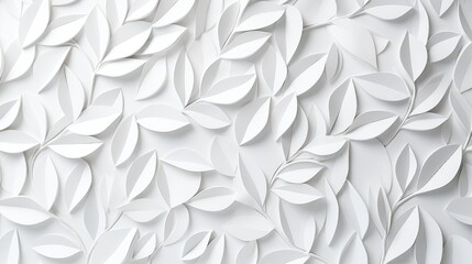 White geometric leaves 3d tiles texture background - obrazy, fototapety, plakaty