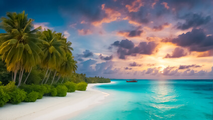 Beautiful beach on an island in the Maldives idyllic