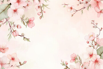 Fototapeta premium Flower frame background with space for text. 