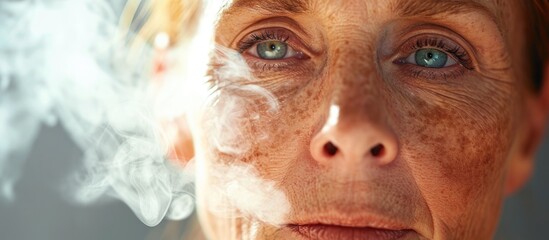 UV rays, pollution, and smoking contribute to skin aging. - obrazy, fototapety, plakaty