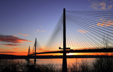 Bridge at sunset with sun behind