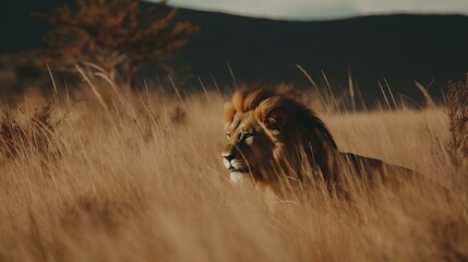 lion in the bush, wildlife