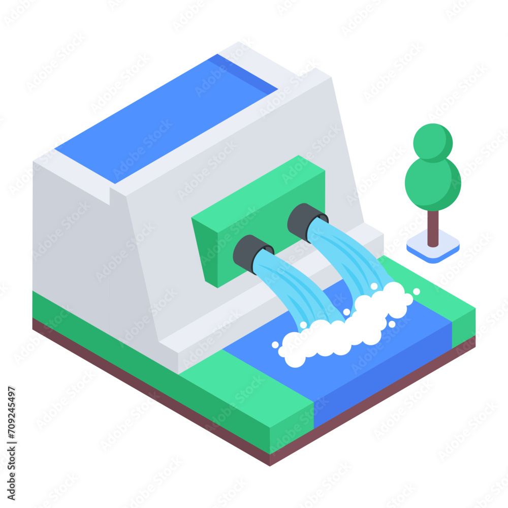 Sticker grab this isometric icon of hydro plant