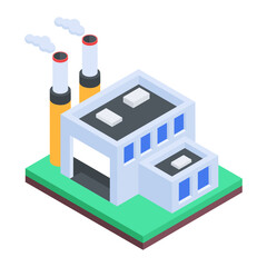 Get this isometric icon of a production plant 