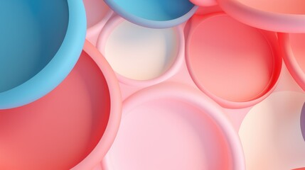3D abstract circle background, combination of harmonious shapes in pastel tones