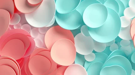 Tuinposter 3D abstract circle background, combination of harmonious shapes in pastel tones © brillianata
