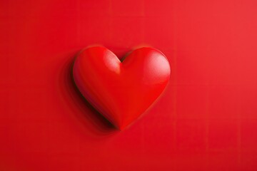 Textured red heart on a monochromatic red backdrop.