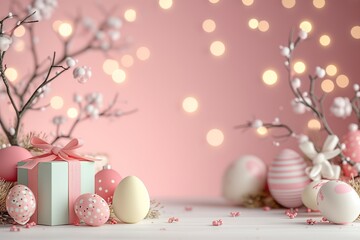 Obraz premium A studio background for product package mockup and food with blank label, Easter festival, Christmas, Light Effect background 