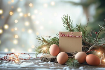 A studio background for product package mockup and food with blank label, Easter festival, Christmas, Light Effect background 