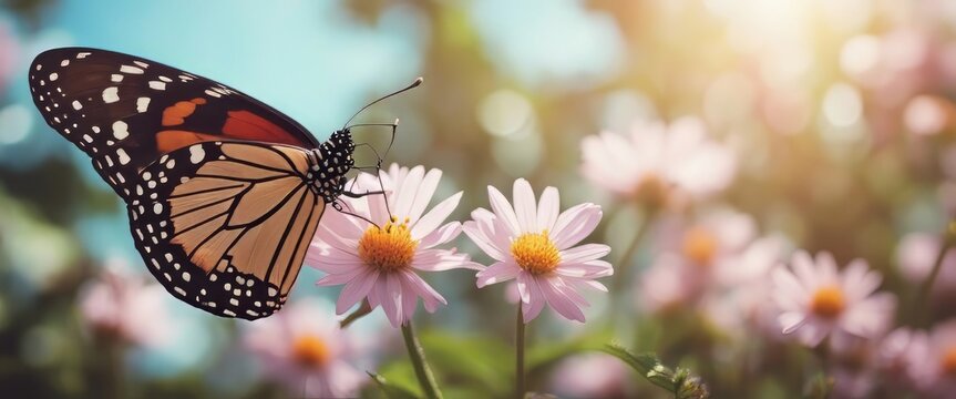 Nature of butterfly and flower in garden using as background butterflies