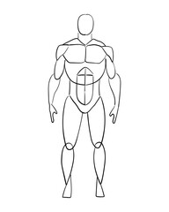 How to draw human superhero mannequin figure. Easy pose drawing. Vector illustration image.