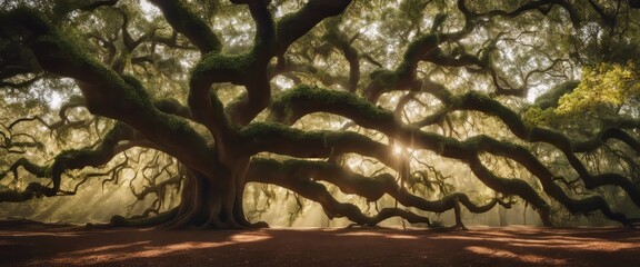 Panorama of branches from the Angel Oak Tree