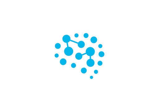 neuron connection logo design, Human brain innovation intelligence icon template	

