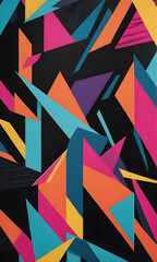 Naklejka premium Abstract Neon Artwork Painting Minimalistic Digital Geometric Wall Art Modern Patterns Colorful Design