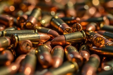 A lot of metal bullets for guns and weapon