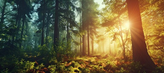 sun rays in the forest