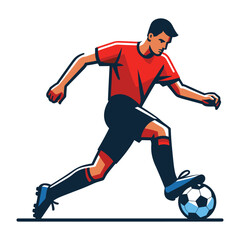 Naklejka premium soccer player men athlete vector design, colourful style football game male player illustration, player kicking ball template isolated on white background