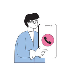 Mobile commerce concept with cartoon people in flat design for web. Vector illustration