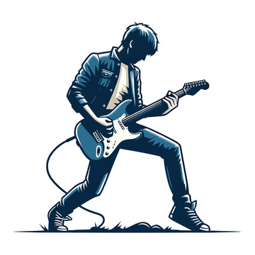 recommend clip art: Musician playing electric guitar, rockstar guitarist design vector illustration, guitar-playing isolated on white background