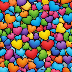 Rainbow love hearts background texture