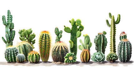 Set of cactus on transparent background PNG