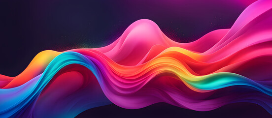 Abstract Neon Waves Background Colorful Digital Artwork Soft Minimalistic Modern Card Design Wall Art