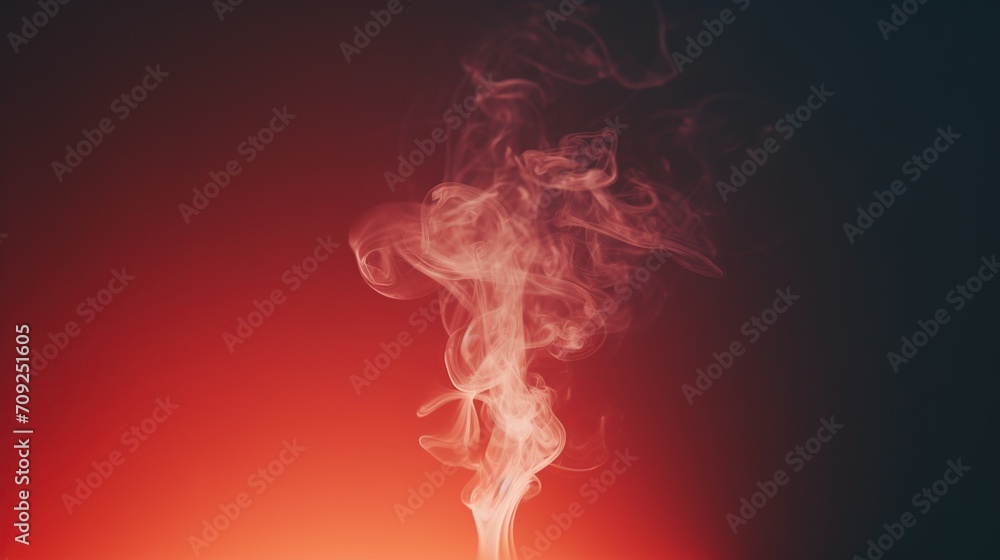 Poster whisps of smoke dance elegantly against a gradient red background, creating an abstract and mesmeriz