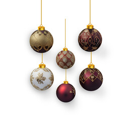 Christmas Balls on Transparent Background: Festive Ornaments for Holiday Designs