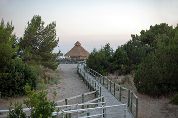 Boardwalk to reach the beach from the street. 