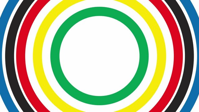 multi colored circles on white background. Sport game target animation with scaling shapes around