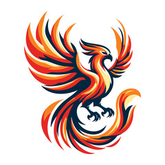 Flying Phoenix Fire Bird abstract Logo design vector illustration. Dove Eagle Logotype concept icon isolated on white background