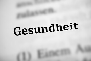 Gesundheit - schwarzweiß Text - Wort, deutsch