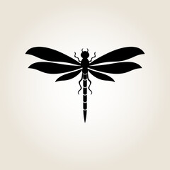 Dragonfly silhouette. Cute dragonfly vector icon and illustration
