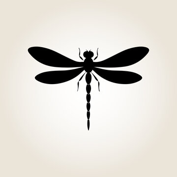 Dragonfly silhouette. Cute dragonfly vector icon and illustration
