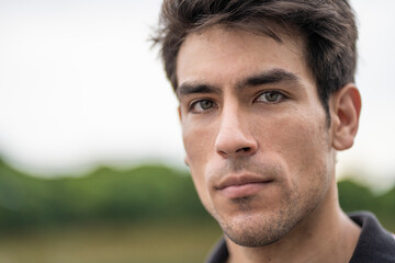 Obraz premium Extreme close-up of young man in a river