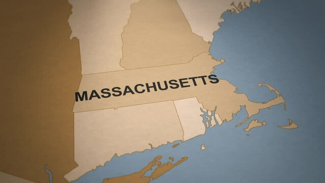 Old Paper Map of Massachusetts