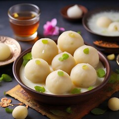 Gulab jamun milk based dumplings of sweet delight are a favorite dish for festivals AI generate Image