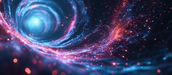 Vibrant sci-fi dimension with portals and astral field illuminated in electric light in space. Dynamic substance, perfect for a technological banner. - obrazy, fototapety, plakaty