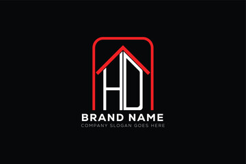 HD letter creative real estate vector logo design . HD creative initials letter logo concept. HD house shep logo.