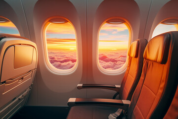 beautiful view from inside the plane. travel advertising - obrazy, fototapety, plakaty